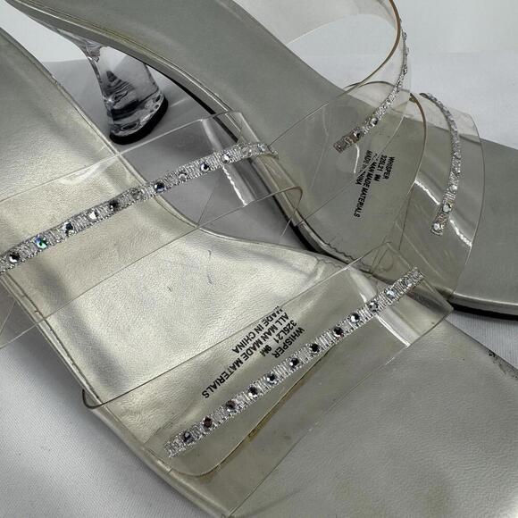 Vintage 90s y2k heels 9 clear slip on sandals rhinestone formal hoco dance - Picture 3 of 7